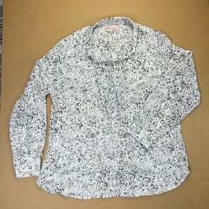 Philosophy Black White Patterned Button Front Blouse Size L
